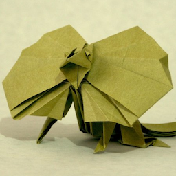 Origami frill-necked lizard by Gen Hagiwara.